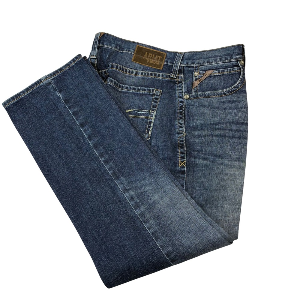 Ariat M4 Straight Leg Jeans Mens 34x32 Blue Low Rise Medium Wash Denim Pants